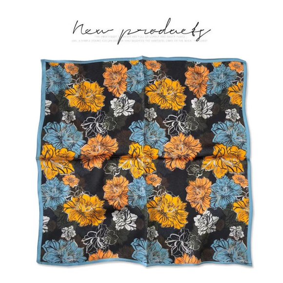 Luxury Designer Inspired Orange Bloom Neck Scarf - Picture 6 of 6